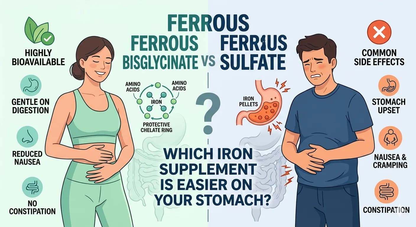 Ferrous Bisglycinate vs Ferrous Sulfate Iron Supplement
