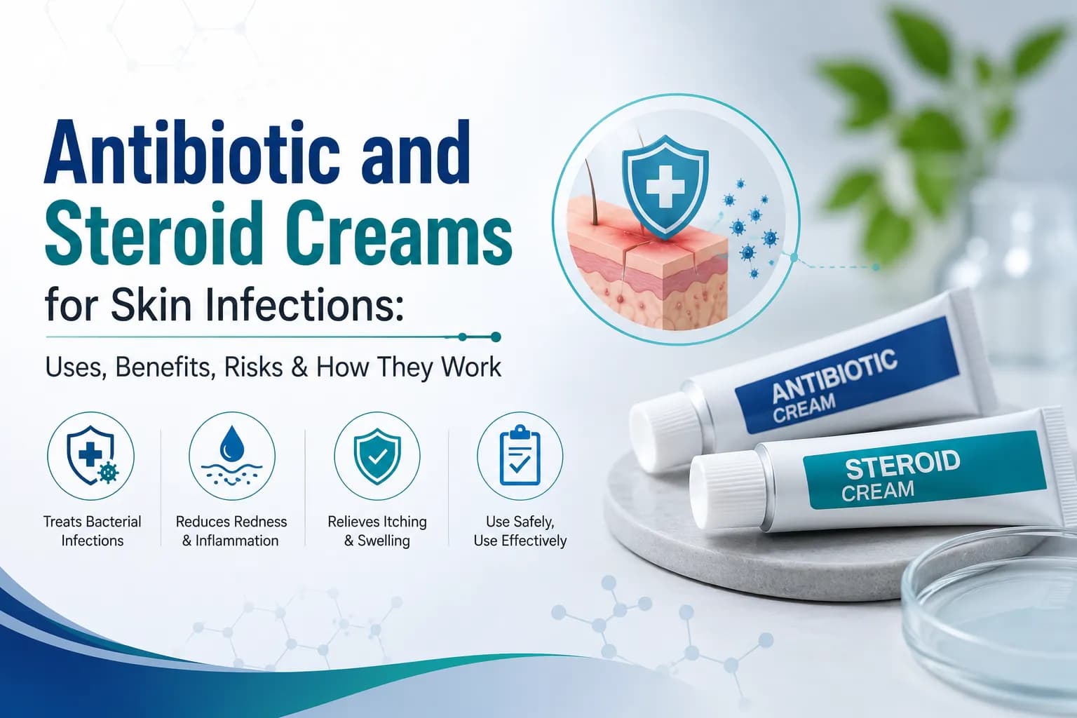 Antibiotic and Steroid Creams for Skin Infections Uses, Benefits, Risks & How They Work Antibiotic and Steroid Creams for Skin Infections Uses, Benefits, Risks & How They Work